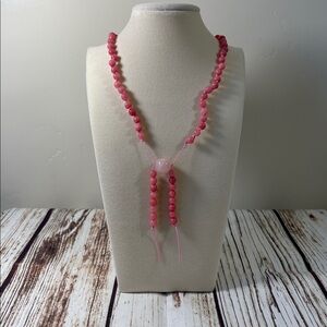 Pink Chalcedony Gemstone Bead Handmade Beaded Mala Necklace
